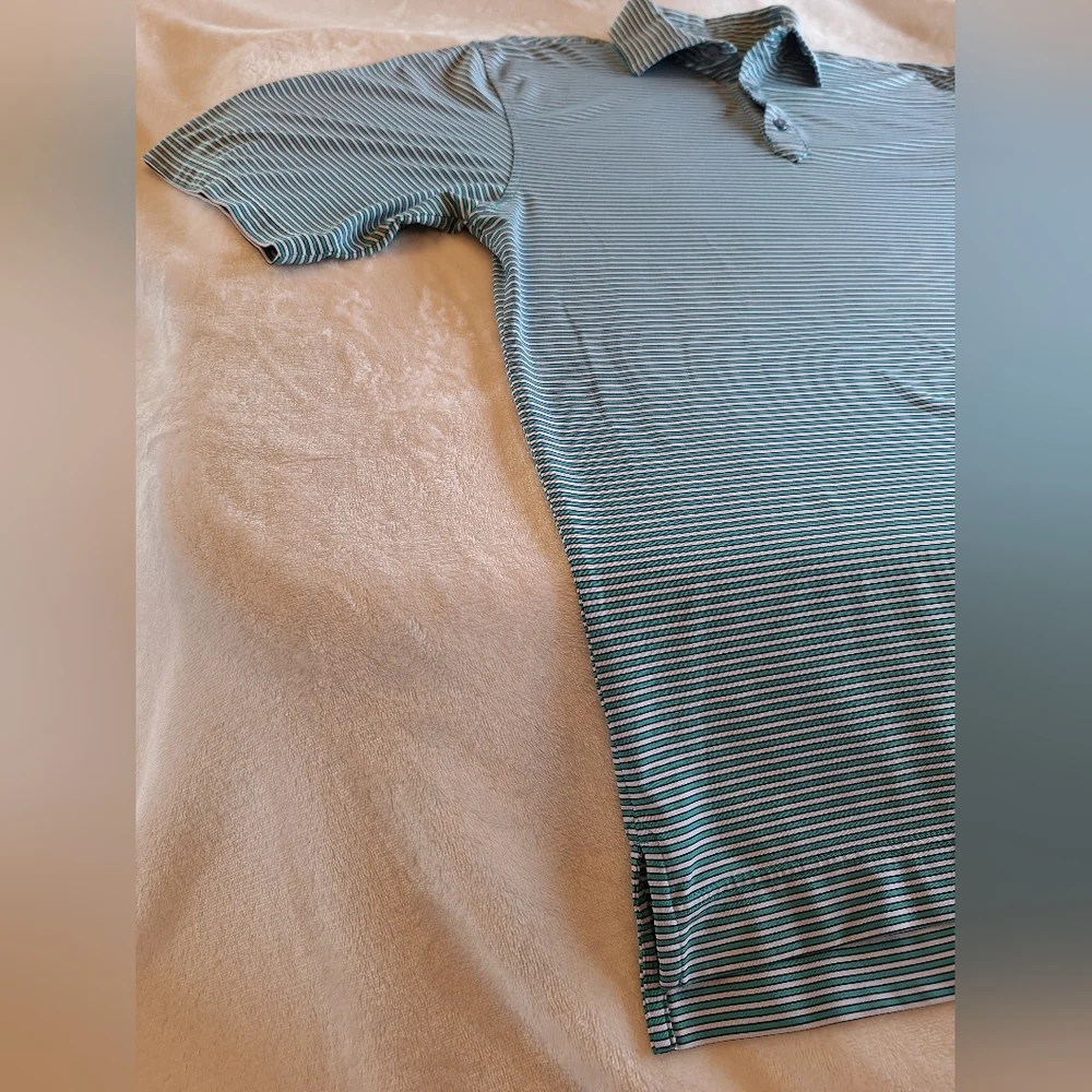 Foot Joy men's blue and white striped golf shirt - size Large